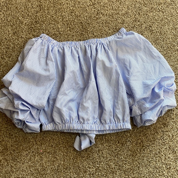 Venti6 Off Shoulder Stiped Ruffle Sleeve Blouse size M NWT - Picture 10 of 10